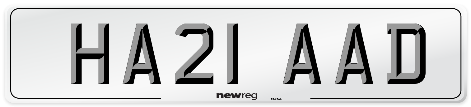 HA21 AAD Number Plate from New Reg